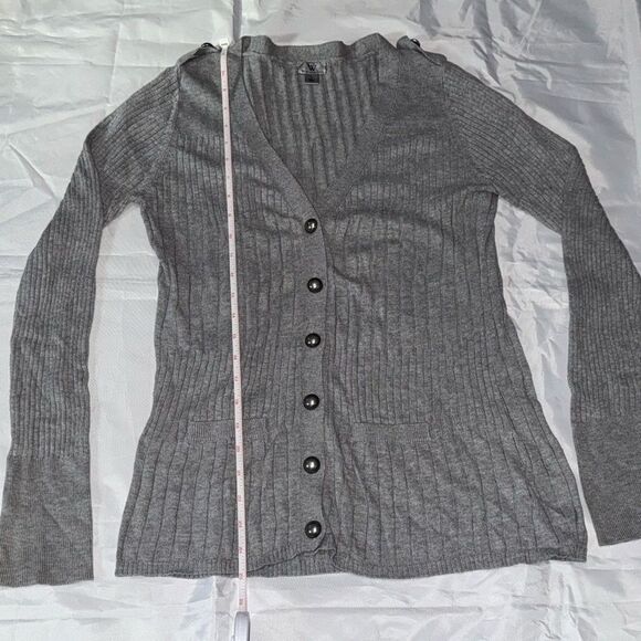 Worthington Gray Ribbed Cardigan - Picture 2 of 5
